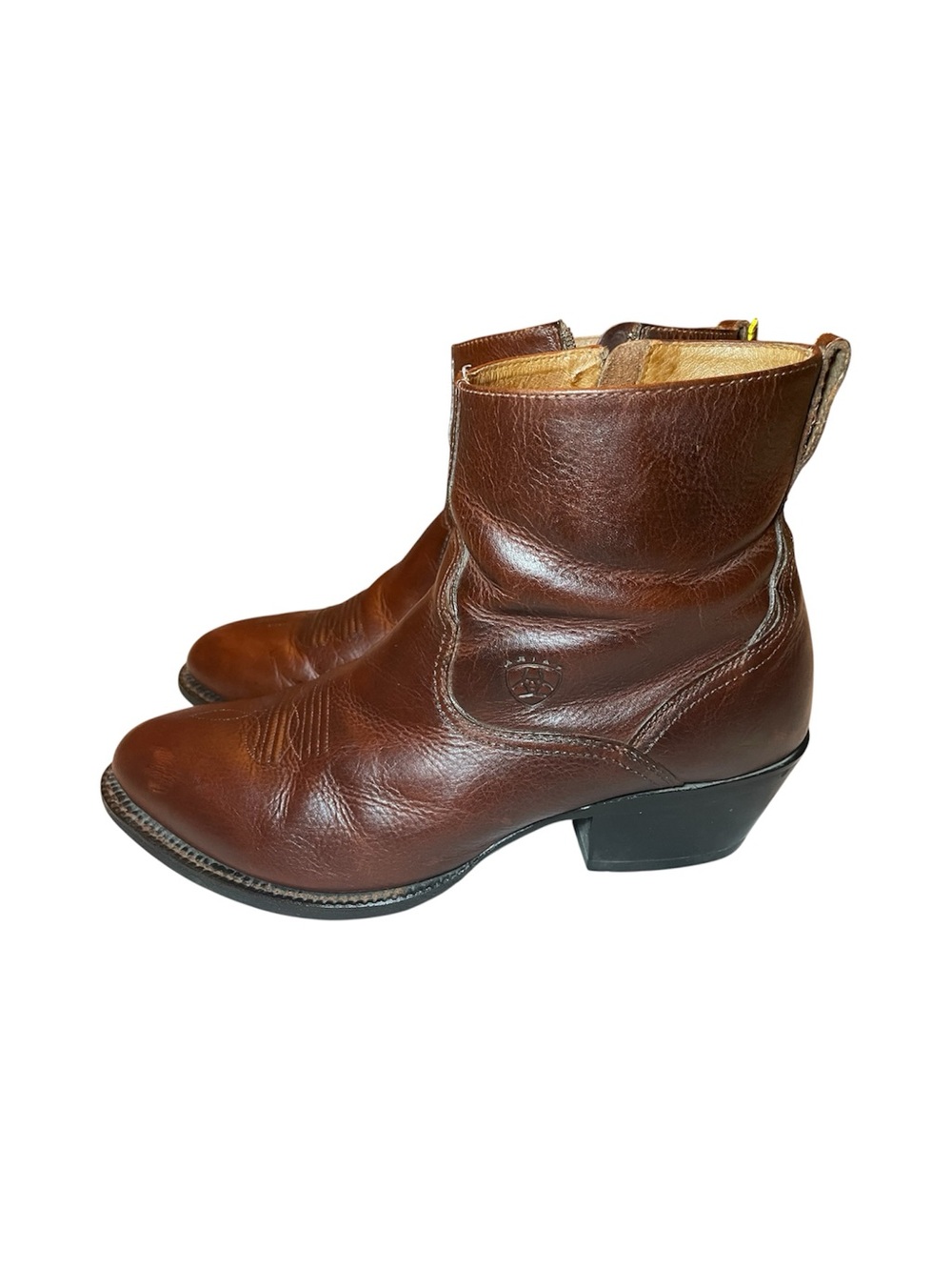 Ariat Men's Heritage Western Deputy Brown Leather Side-Zip Ankle Boots